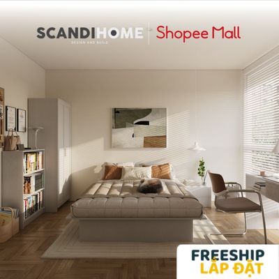 NOOKONCEPT, Combo Nội thất Phòng ngủ 4 món Gentle NOOK_001 Scandi Home gồm giường, tủ quần áo, bàn học và tab đầu giường