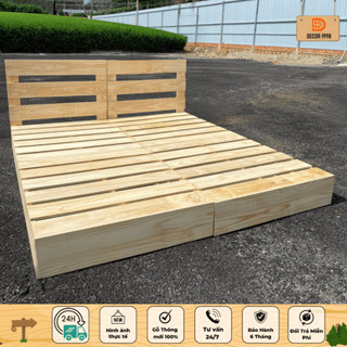 Giường Ngủ Gỗ Thông Pallet Nhập Khẩu Bo Cạnh Mịn Chống Mối Cao 8cm 20cm Đủ Size