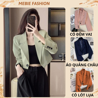  Áo blazer cho nữ có đệm vai dài tay cúc giữa cổ bẻ áo khoác vest 2 lớp phong cách Hàn Quốc ÁO VEST CROPTOP 