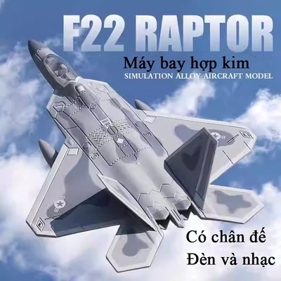 Mô hình máy bay chiến đấu F-22 KAVY bằng hợp kim có nhạc và đèn kèm chân đế