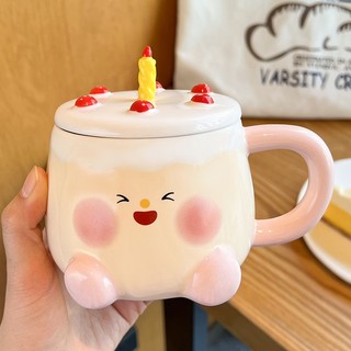   Không kèm muỗng  Ly cốc sứ uống nước dễ thương làm quà tặng 400ml Món quà sinh nhật bằng gốm 