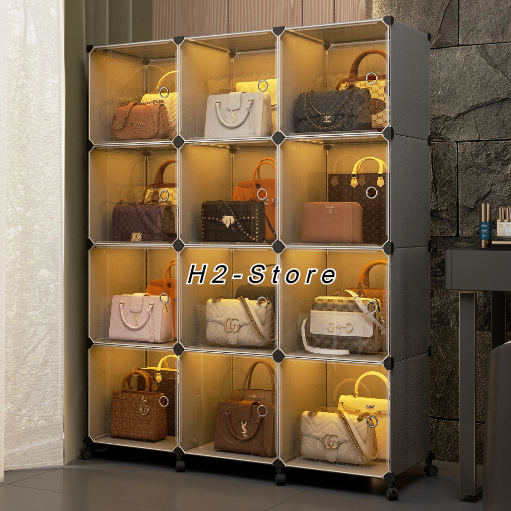 Tủ ô trưng bày túi xách, giày dép – Biến góc nhà thành showroom sang trọng -Sâu 35cm– H2 Store