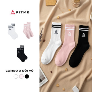 Combo 3 đôi vớ thể thao Fitme cổ cao dày dặn Nam Nữ thể thao