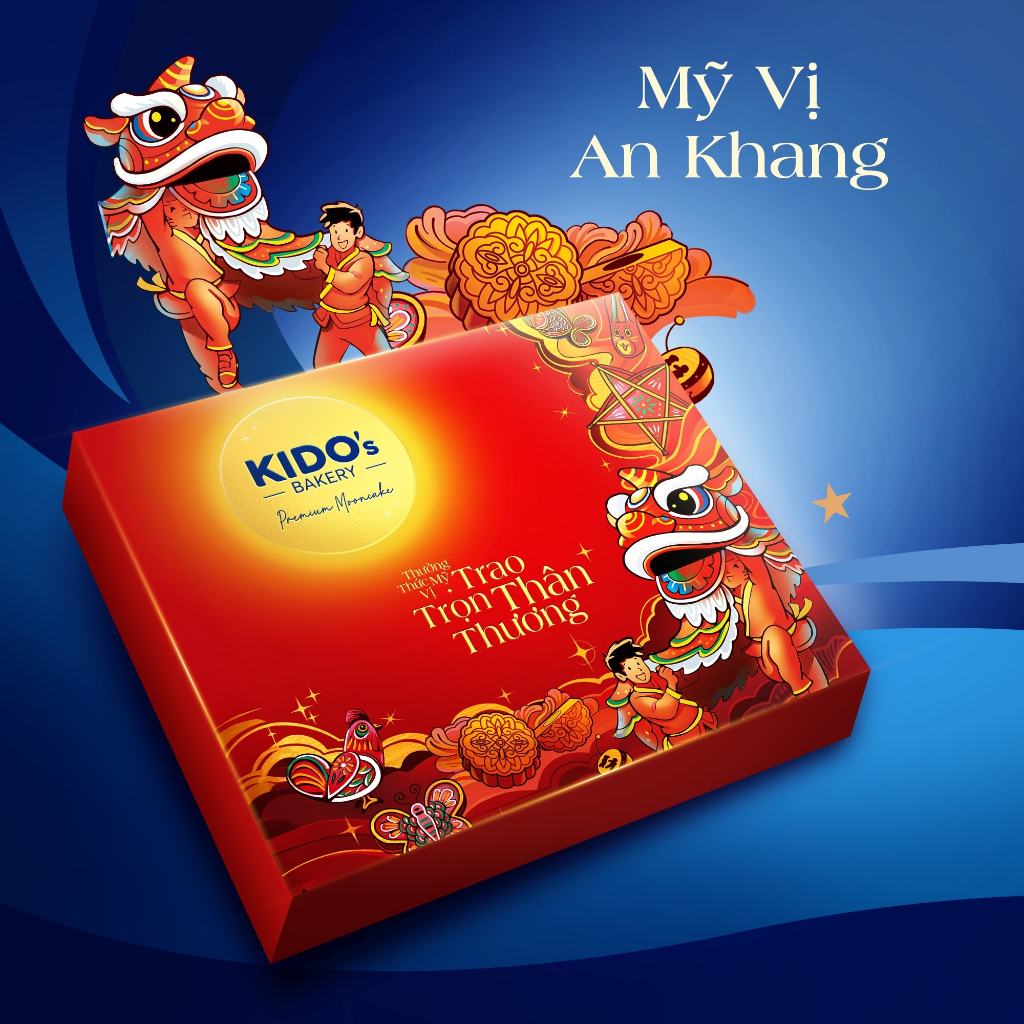 Hộp Bánh Trung Thu Kido Cao Cấp Mỹ Vị An Khang Đỏ  – 4 Bánh x 150g | YangBao Việt Nam