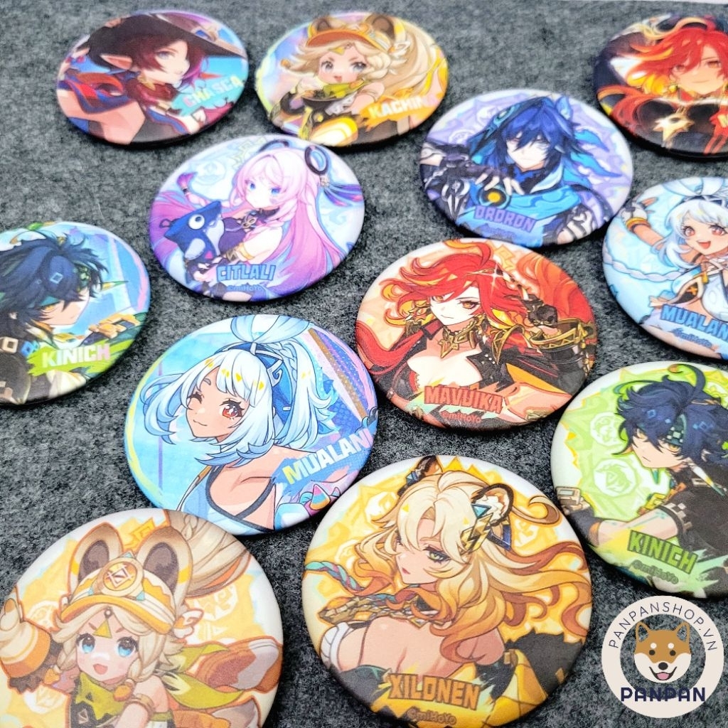 Huy hiệu Genshin Impact Natlan (6cm) Citlali, Mavuika, Mualani, Ororon, Xilonen, Kinich, Kachina, Ch