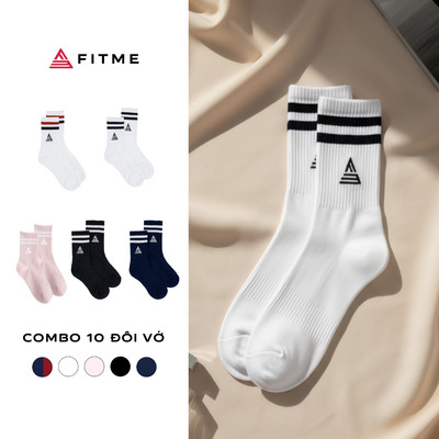 Combo 10 đôi vớ thể thao Fitme cổ cao dày dặn Nam Nữ thể thao