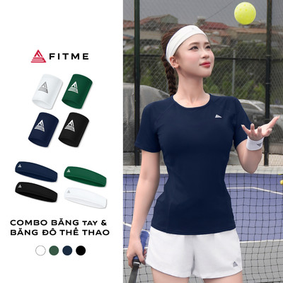 Combo băng tay băng đô thể thao nữ Fitme hỗ trợ chạy bộ, chơi tennis, pickleball co giãn thấm hút mồ hôi