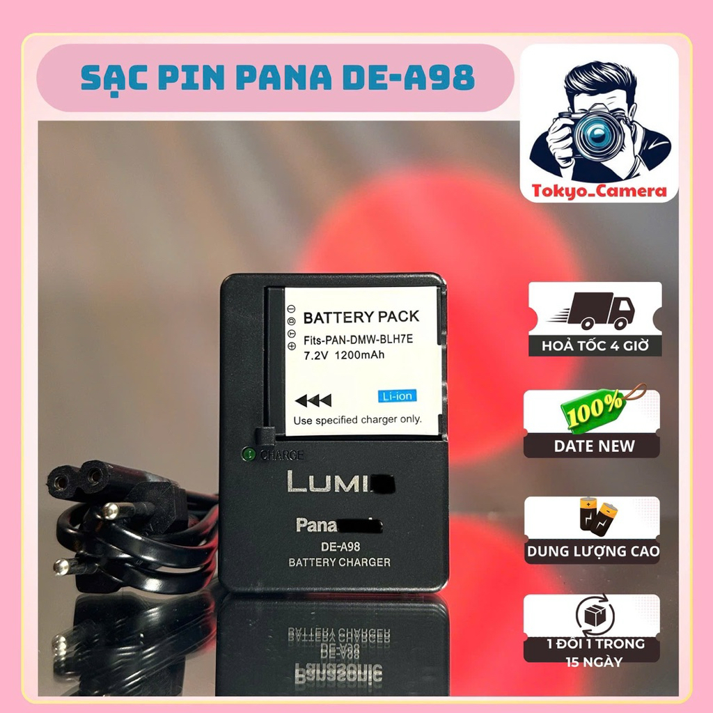 Sạc Pana DE-A98 cho pin BLH7 Tương thích DMC-LX10, LX15, LX9; G DC-GF10, GF9W, GX800, GX850, GX880