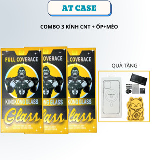 [TẶNG ỐP + MÈO THẦN TÀI] COMBO 3 Kính Cường Lực Chống Nhìn Trộm Khung Tự Dán Kingkong IP 7/8/X/11/12/13/14/15/16 Pro Max