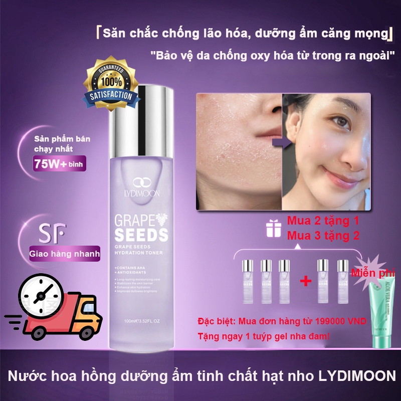 LYDIMOON Nước Cân Bằng Hạt Nho Age Reviving Essential Toner nâng cơ trẻ hoá da 100ml Làm sáng da, du