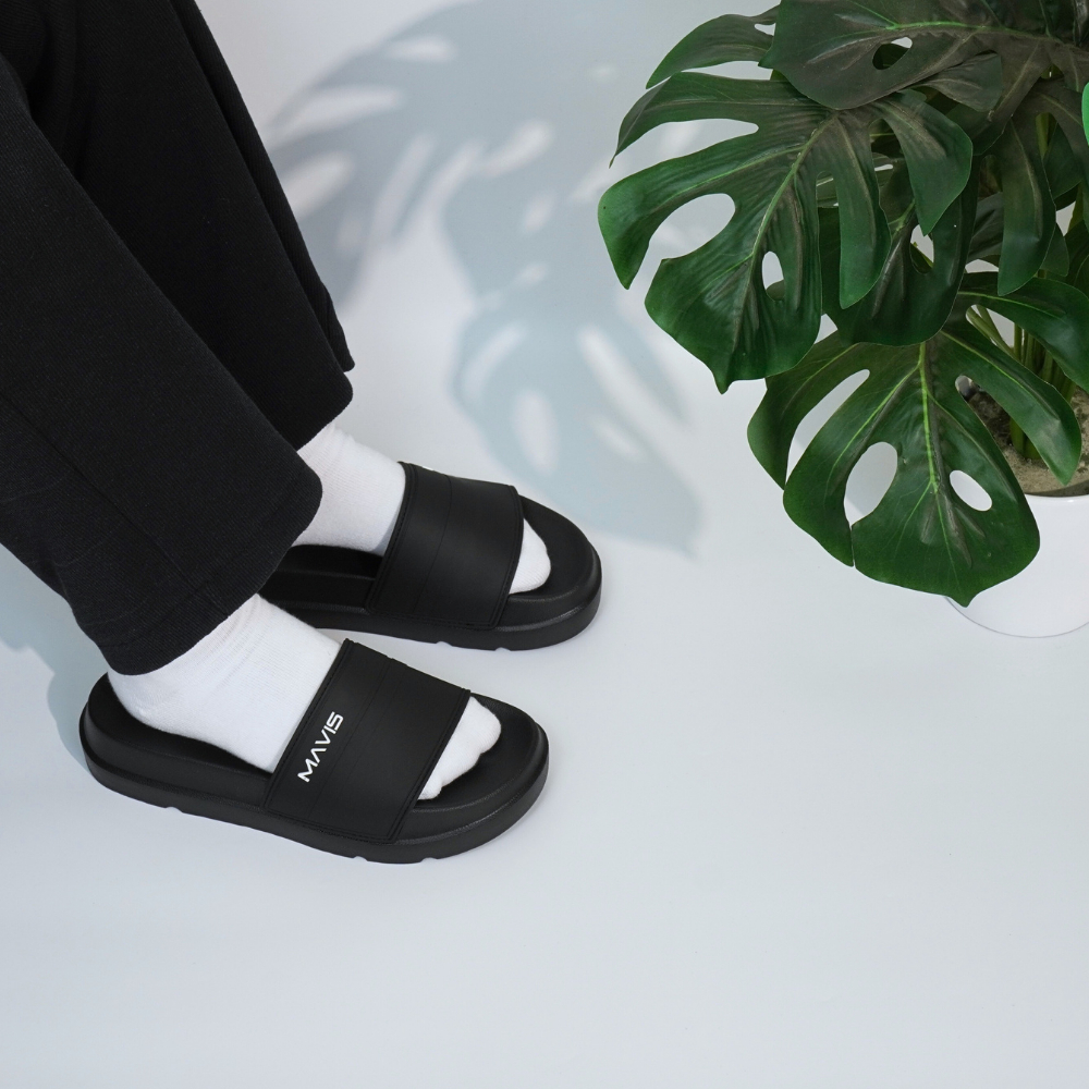 [TẶNG VỚ] MV3 - MAVIS by ELEMENTS Dép lê quai ngang nam nữ quai kẻ PVC đế bằng cao 4cm form rộng - E