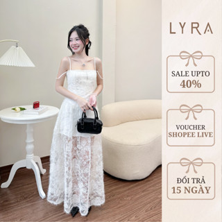 LYRA - Váy Dài Maxi 2 Dây Phối Ren Hoa Lông Vũ, Đầm Thiết Kế Nhẹ Nhàng Tiểu Thư VSYVD0194