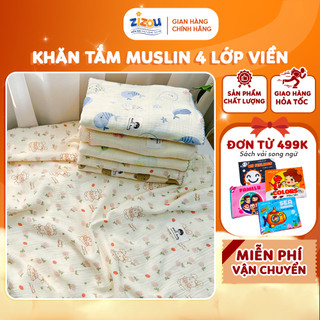  Khăn Tắm Xô Muslin 4 Lớp ZIZOU – Đa Năng Cao Cấp Cho Bé Dày Dặn Mềm Mại Thấm Hút Tốt An Toàn Cho Trẻ Sơ Sinh Z52 