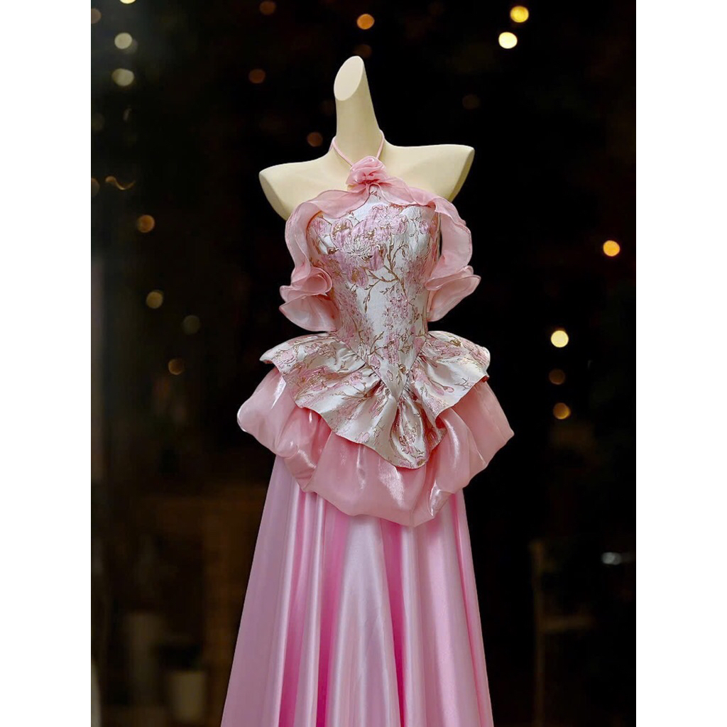 Set yếm gấm tua bèo điệu đà TKCC corset đan dây