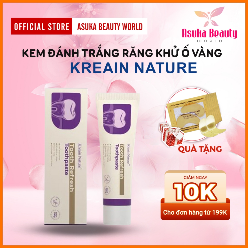Kem Đánh Trắng Răng Thơm Miệng KREAIN NATURE - Kem KREAIN Khử Ố Vàng Răng Hơi Thở Thơm Mát