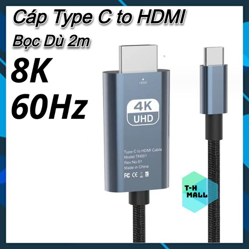 4K 8K 60Hz / Dây Cáp Chuyển Đổi Cổng Type-C Sang Hdmi 4k 30Hz 120Hz 144Hz Điện thoại Laptop Thunderb