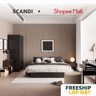 NOOKONCEPT, Combo Nội thất Phòng ngủ 4 món Luxe NOOK_005 Scandi Home gồm giường, tủ quần áo, bàn học và tab đầu giường