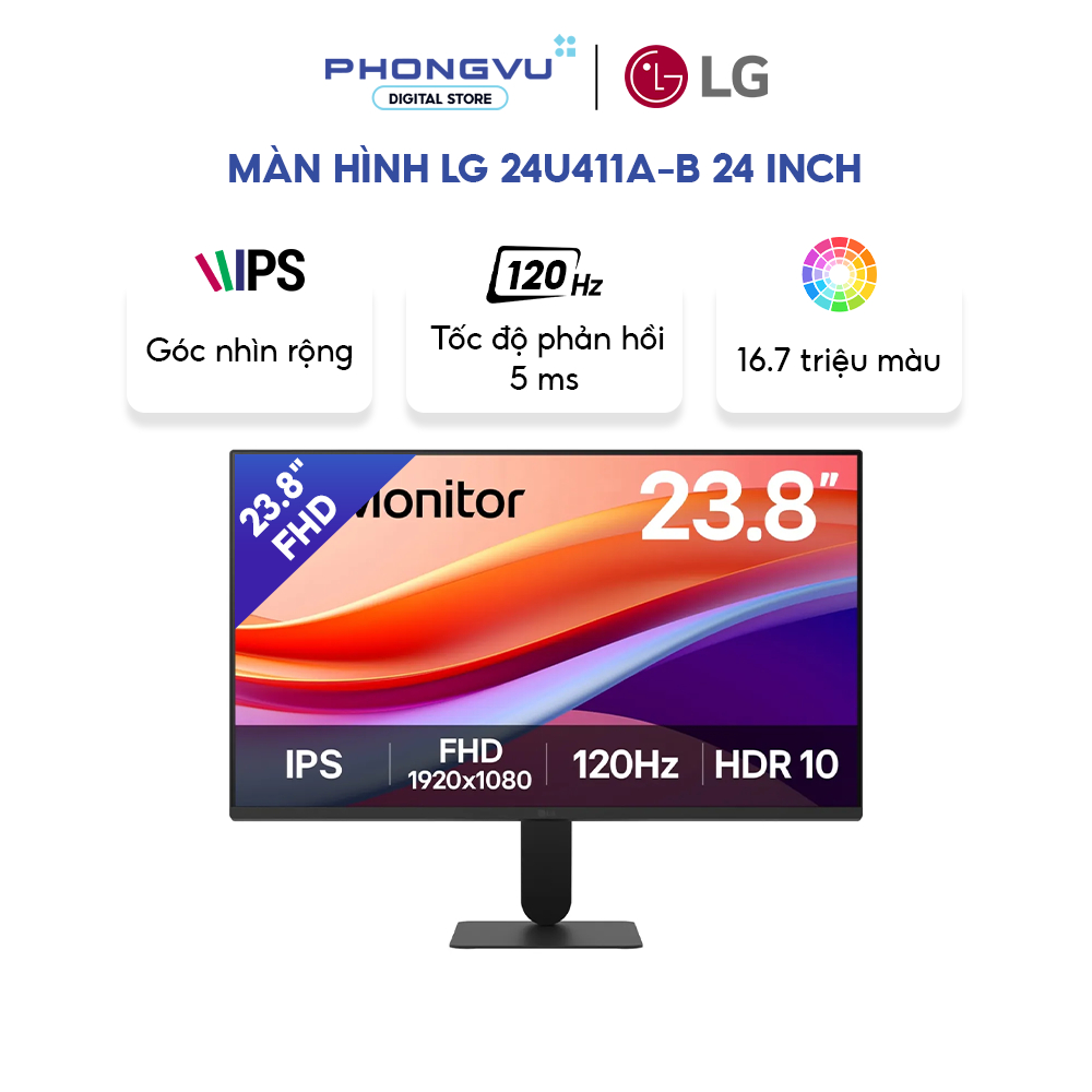 Màn hình LCD LG 23.8" 24U411A-B (1920x1080/ IPS/ 120Hz/ 5ms) Đen - bảo hành 24 (tháng)