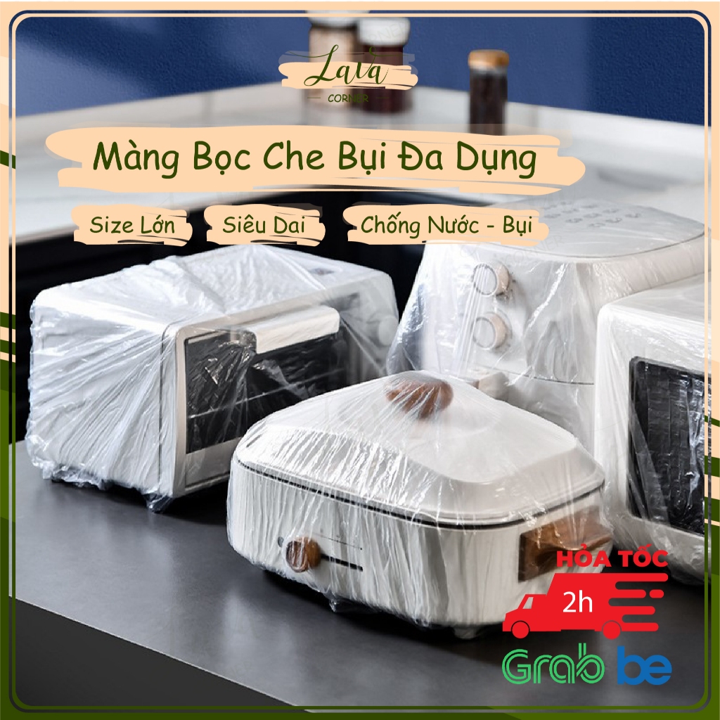COMBO 50 Cái Màng Bọc PE Phủ Đồ Dùng Đồ Gia Dụng Dày Dặn 4 Size LỚN Chống Bụi Chống Nước Co Giãn Tốt