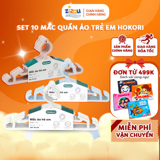  Set 10 Móc Treo Quần Áo Trẻ Em Hokori – Nhựa Việt Nhật Cao Cấp – Bền Đẹp Nhẹ Nhàng An Toàn - ZIZOU 