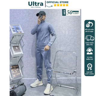 Bộ nỉ nam kéo khoá dài tay cao cấp form đẹp Ultral UD4-3130 - Bộ quần áo thu đông nam siêu ấm mặc nhà 2024 Hàng Xuất Dư