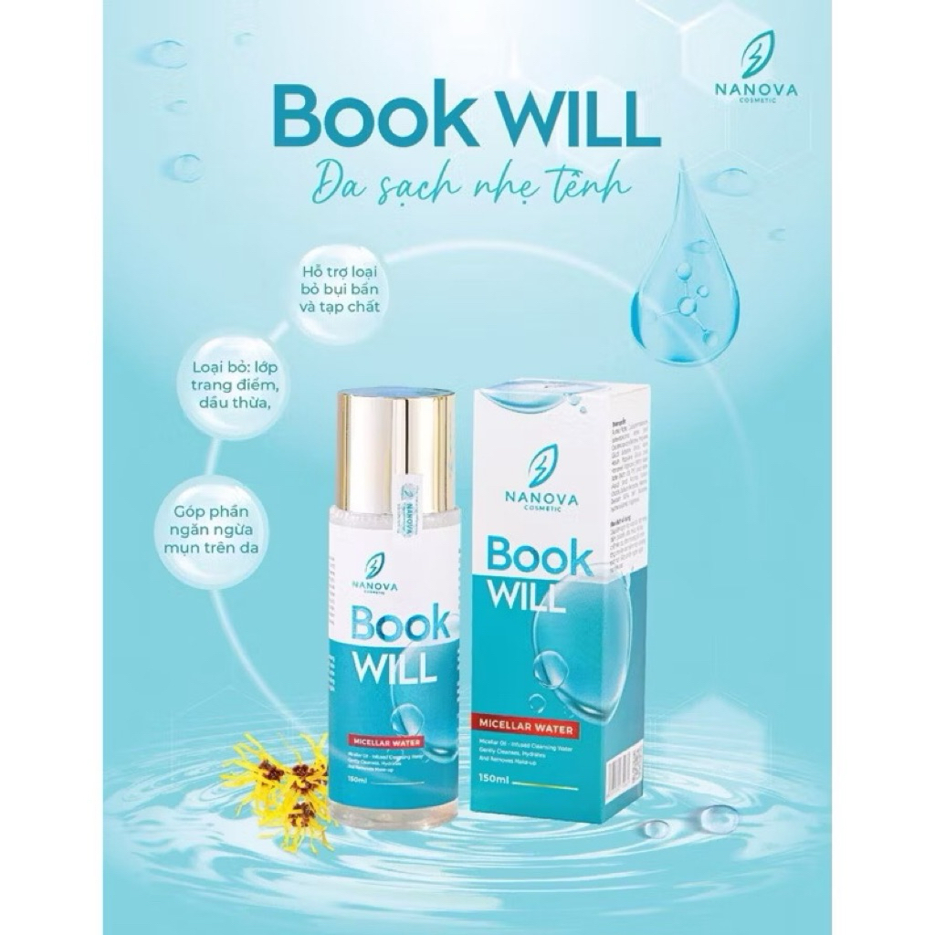 Tẩy trang Book Will 150ml Nanova chính hãng