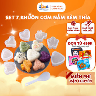  Set 7 Khuôn Cơm Nắm Bento Kèm Muôi – Khuôn Làm Cơm Onigiri Hình Thú Tim Hoa Siêu Dễ Thương – Nhựa Trong Suốt An Toàn 
