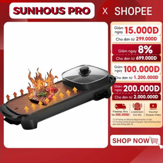 Bếp Lẩu Nướng Đa Năng 2 In 1 Cao Cấp Công Suất 1300W Chống Dính Dể Dàng Vệ Sinh Bếp