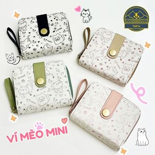 Ví Nữ Cầm Tay Nhiều Ngăn Đa Năng Đựng Tiền Hoạ Tiết Mèo May Mắn Dễ Thương TAKIU VN30