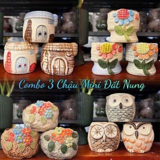   Nhiều Mẫu  Combo set 3 chậu mini chậu trồng cây cảnh sen đá xương rồng.CB3 