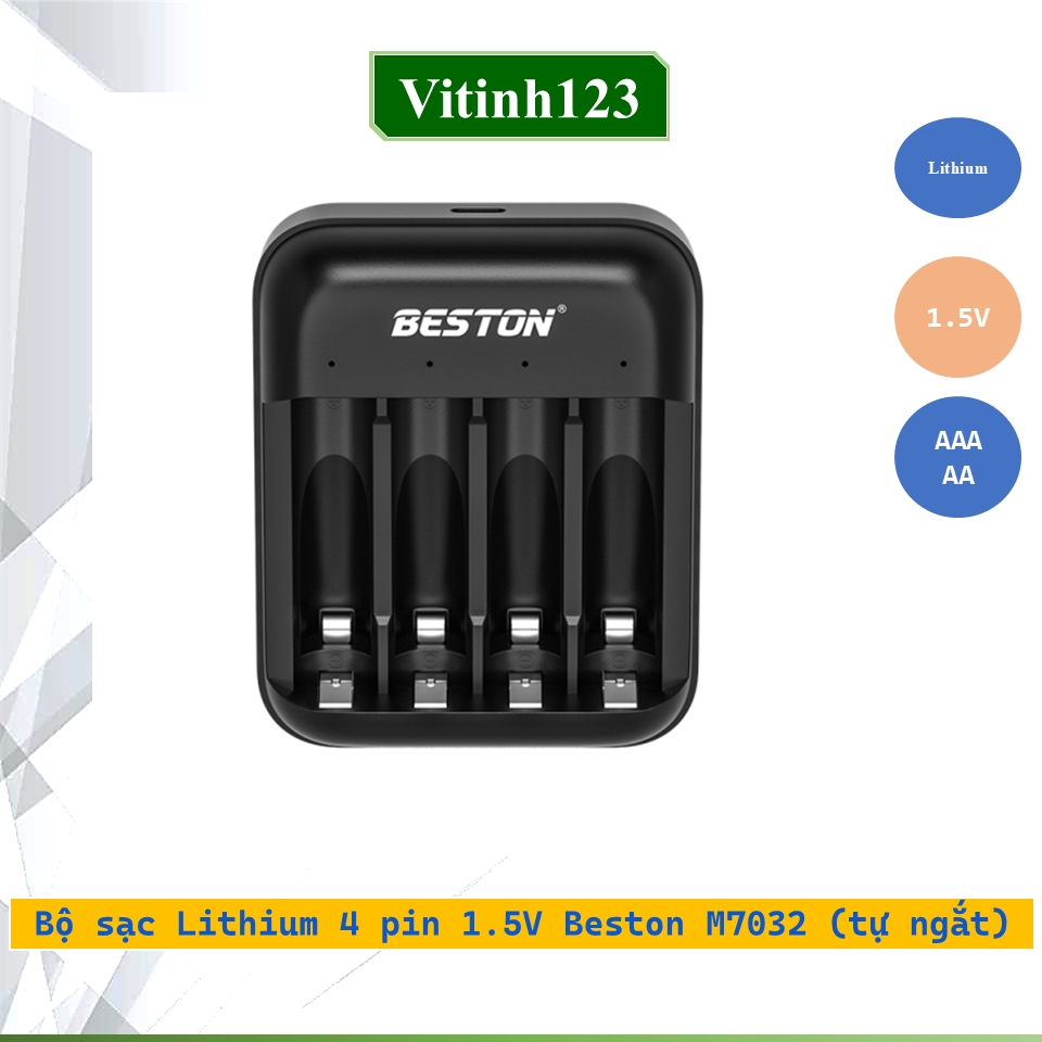 Bộ sạc Lithium 1.5V Beston (tự ngắt) 4pin, 8 pin  Beston M9501, M7032, M7036