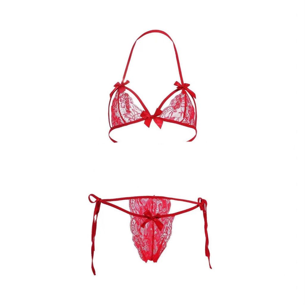 Đồ lót sexy ren hoa xuyên thấu gợi cảm cột dây quyến rũ set nội y nữ phối nơ đen đỏ trắng cuốn hút BIKI HOUSE T350 - HCM | BigBuy360 - bigbuy360.vn