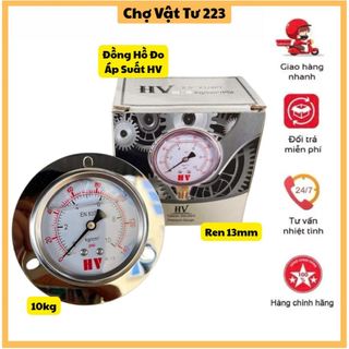 🎁Đồng Hồ Đo Áp Suất Có Dầu Đuôi Sau 10kg Của Thương Hiệu HV, Ren 13mm