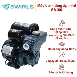  Máy bơm nước tăng áp mini 120W Swirls tăng áp máy giặt vòi sen bình nóng lạnh - Bảo hành 1 năm 