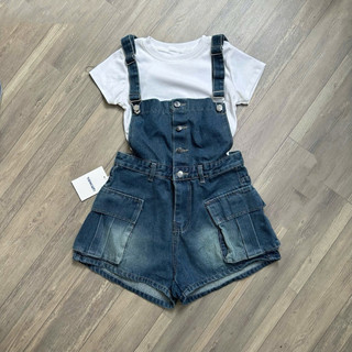  TIENSTYLE - Sét Bộ Yếm Quần Short JeanTúi Hộp Kaki Jean Tách rời 2 Món Mặc 2 Kiểu 