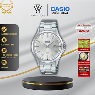 Đồng Hồ Nam Casio MTS-115D-7AVDF Màu Trắng Ánh Kim Kính Sapphire 41.3mm Kháng Nước Dây Kim Loại Không Gỉ Chính Hãng