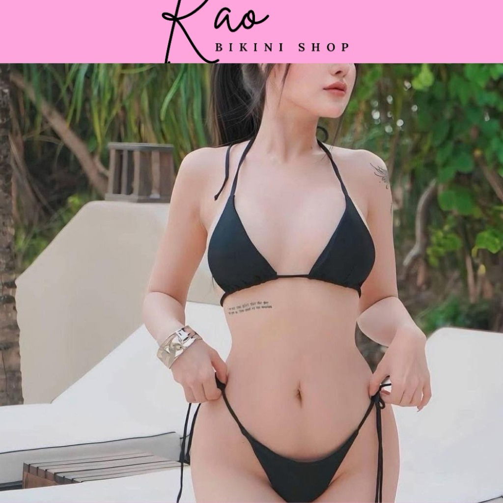 Bikini Kao Set Bikini Tam Giác Dây Cột Bacsic Quần Lọt Khe Đủ Màu