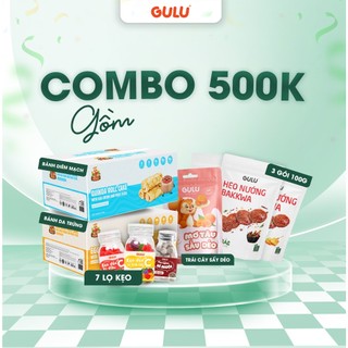   Combo 500K  Combo Bánh Dinh Dưỡng + 3 Gói Thịt Heo Nướng Bakkwa + 7 Lọ Kẹo + 1 Gói Trái Cây Sấy Dẻo 