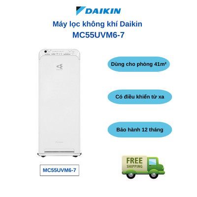 Máy lọc không khí Daikin MC55UVM6-7- Dùng cho 41m2, có điều khiển từ xa - Bảo hành tại nhà 12 tháng.