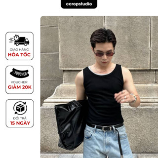 Áo Tanktop Ba Lỗ Nam Thun Gân Ôm Body Tôn Dáng - Thắt Eo - Bo Bản To Thời Trang - CCROPSTUDIO