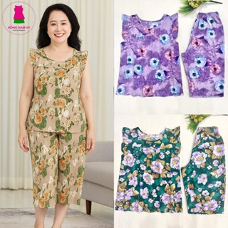  Đồ bộ trung niên lửng cánh tiên chất LỤA đẹp mát size 49-75kg 