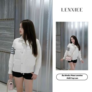    BST Thu Đông   Áo Khoác Phao Bomber Tay Len Sọc 4 Line Form Croptop Siêu Cá Tính Giữ Ấm Cực Tốt Dễ Phối Đồ L06 