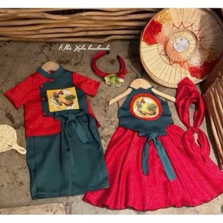 Sét yếm + váy họa tiết trung thu cho bé gái size 10-30 Kg, sét trung thu cho bé trai bé gái, trung thu 2025