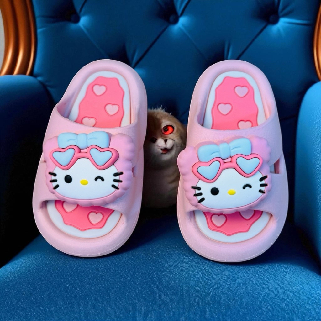 MUA TĂNG SIZE DÉP BÁNH MÌ HÌNH MÈO CHO BÉ GÁI SIÊU DỄ THƯƠNG DẺO MỀM, MÈO MẮT KÍNH