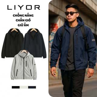 Áo Khoác Gió Nam LIYOR Áo khoác Nam Dù 2 lớp có nón chống nắng chống nước có 3 túi cao cấp AK15