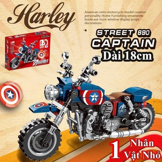   245 CHI TIẾT  BỘ ĐỒ CHƠI XẾP HÌNH Mô Hình XE MÁY Phân Khối Lớn,Lắp Ráp MOTO Mô Hình Xe người sắt Xe Đội Trưởng Mỹ 