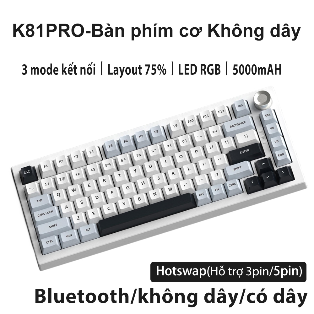 Bàn phím cơ Không dây Bluetooth có dây ONIKUMA K87/81/68 phím LED RGB cho máy tính/laptop Pin Sạc 5 pin HOTSWA 3 Mode | BigBuy360 - bigbuy360.vn