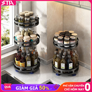 STA Kệ Đựng Gia Vị Xoay 360 Độ 2/3 Tầng inox Kệ gia vị nhà bếp Điều chỉnh chiều cao Kệ gia vị xoay cao cấp