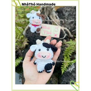 [ handmade ] Móc khóa len con bò, bò sữa