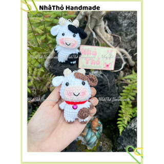 [ handmade ] Móc khóa len con bò, bò sữa